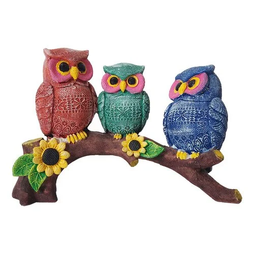 The Decorshed present Three owl on Branch Statue for Home Decoration and table decor