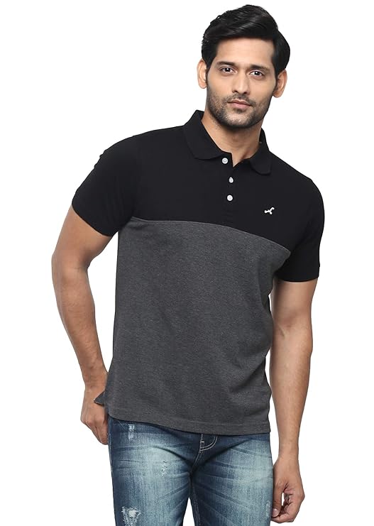 AMERICAN CREW Men's Half Sleeve Polo Collar T-Shirt, Regular Fit Cotton-Poly
