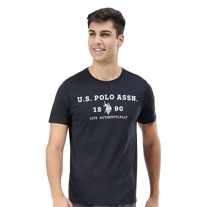 U.S. Polo ASSN. Men's Cotton Regular Fit Comfort Fit Brand Print I683 T-Shirt - Pack of 1