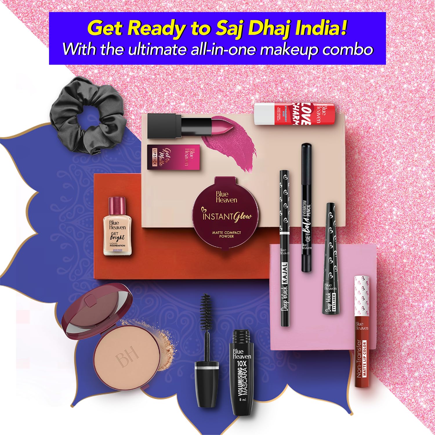 Blue Heaven Saj Dhaj Festive Makeup Kit for Women | Full Face Makeup Kit Combo Set | Fair Tone | Pack of 10 |