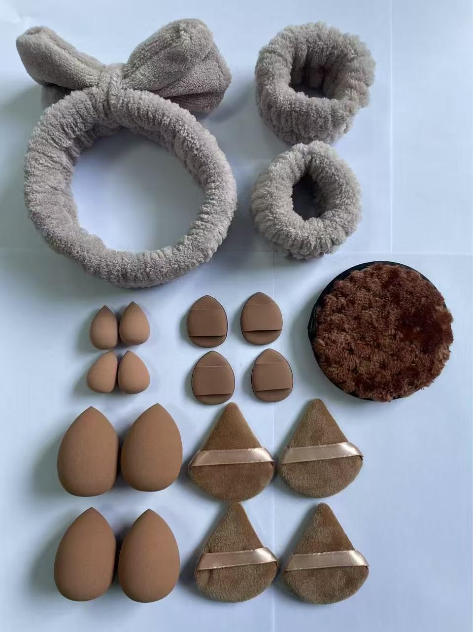 Multi-Shape Makeup Sponge Set | 20 Piece Beauty Puff Collection with Headband and Clean Sponge | Pink, Purple, Beige & Bright Sets | Face Blender Kit for Cream, Liquid & Powder