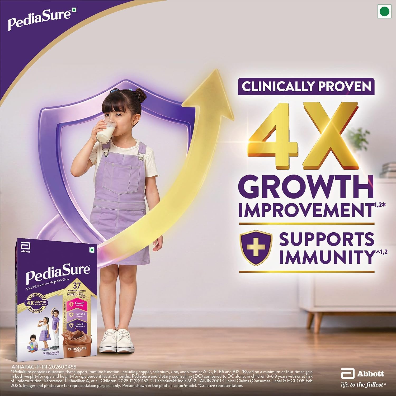 Pediasure Nutritional Drink Powder, Chocolate, Scientifically Designed Nutrition for Supporting Kids Growth 375g