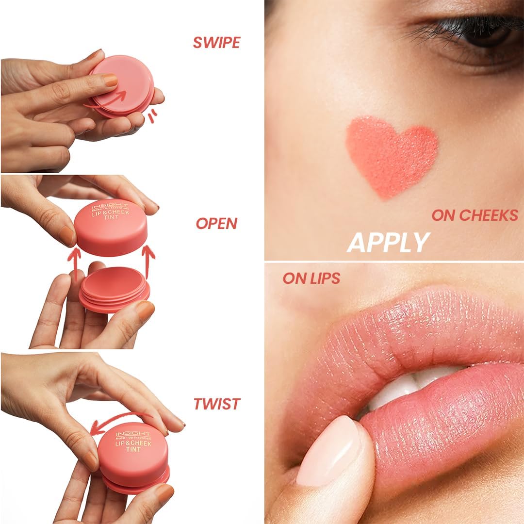 INSIGHT Lip & Cheek Tint - Strawberry Summer (3 g) | Matte Finish | With Vitamin E | Long-Lasting, Lightweight Multipurpose Tint for Lips & Cheeks
