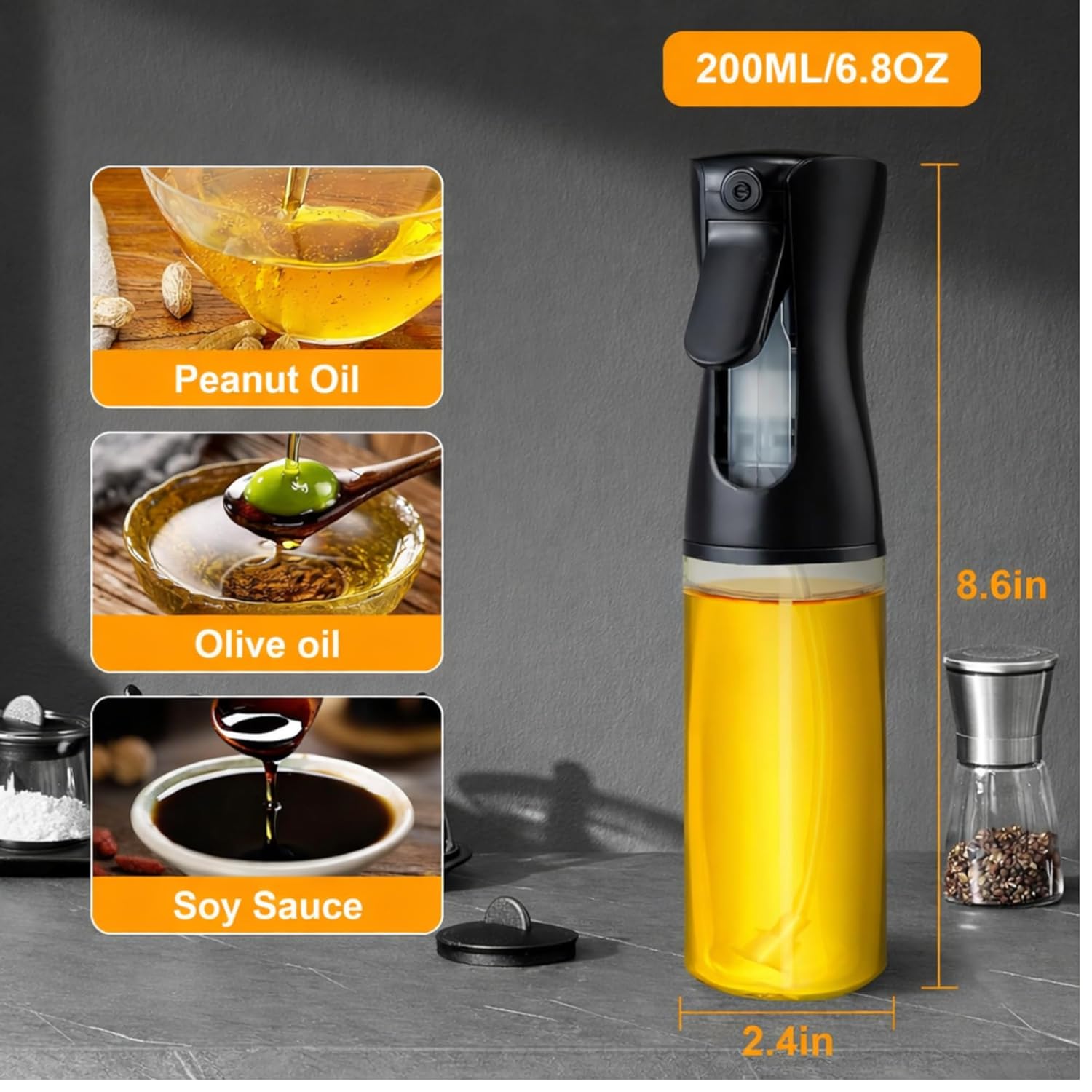 10 Pcs Combo Kit Air Fryer Silicone Liner Set (6 Sizes) with Oil Spray Bottle 200ml, Silicone Brush, Spatula & Heat Resistant Grip | Reusable Non-Stick Air Fryer Accessories