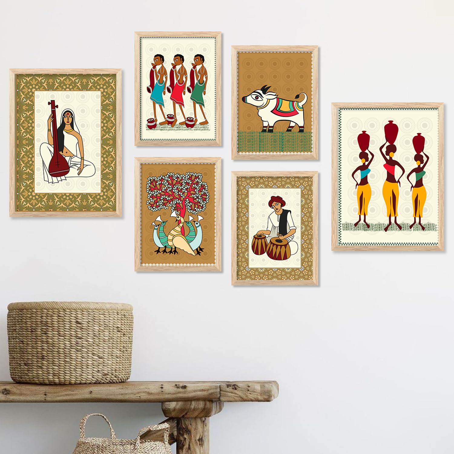 kotart Premium Digital Madhubani Art Paintings with Frame for Home Decor - Framed Painting for Living Room Bedroom Office Room Decor