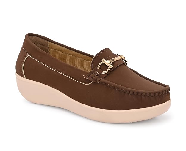 TROTUS Women's Rich Quality|Perfect Style|Lightweight Synthetic Leather Buckle Loafer's