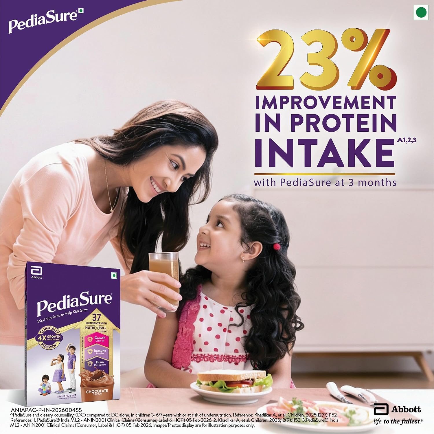 Pediasure Nutritional Drink Powder, Chocolate, Scientifically Designed Nutrition for Supporting Kids Growth 375g