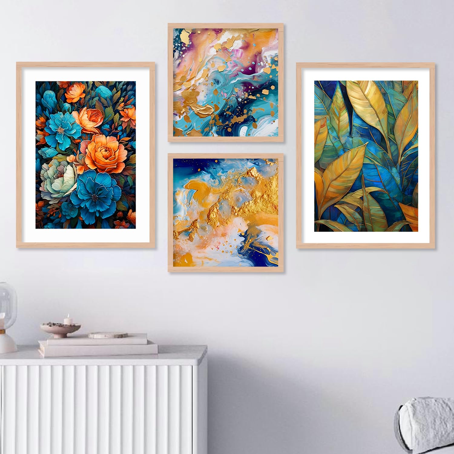 kotart Minimal Colorful Abstract Modern Art Wall Painting with Frame for Living Room Bedroom Hall Office